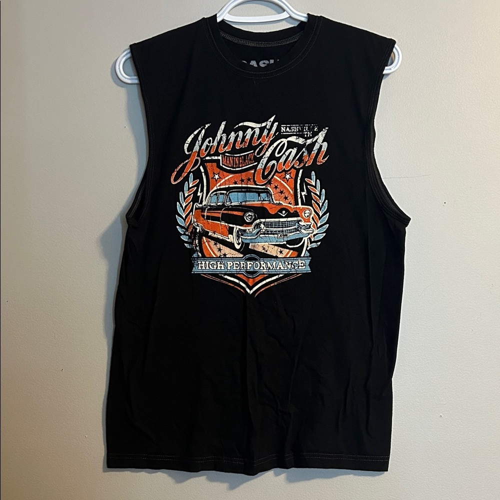 Ash Black Tank Top with Classic Car Graphic